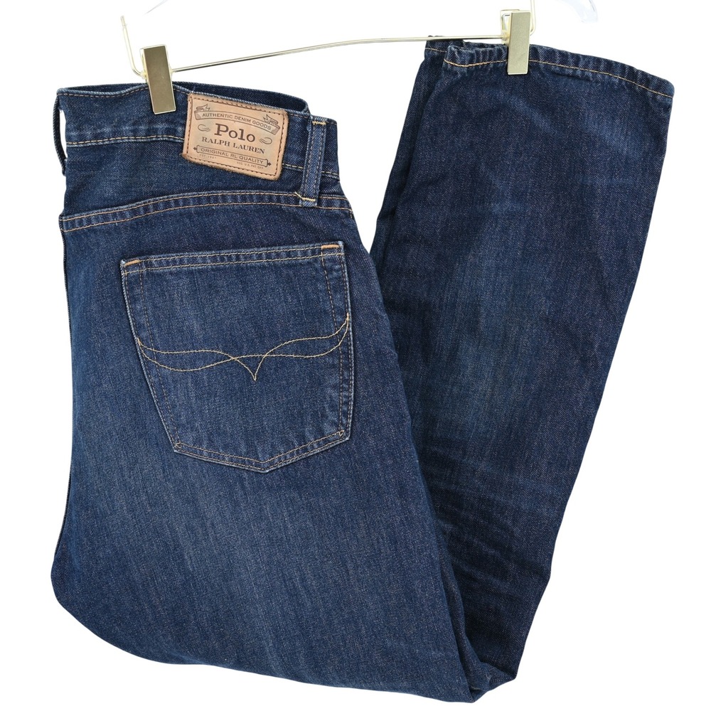 Polo Ralph Lauren Mens Hampton Relaxed Straight Leg Dark Wash Indigo Jeans 33x30